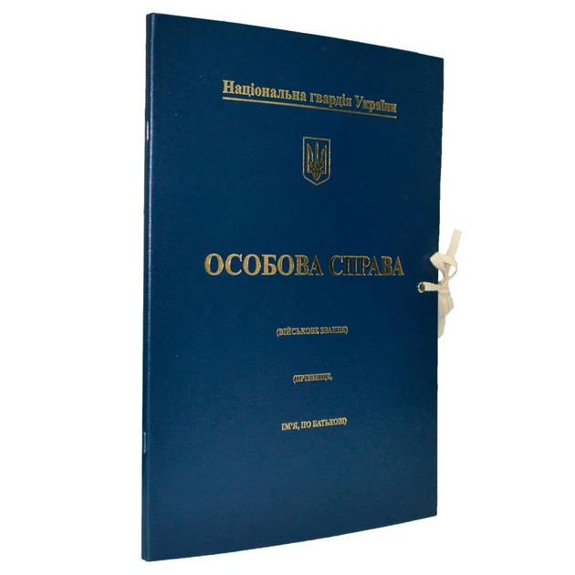Папка iTEM "Особова справа, ДСНС України", картонна, на зав'язках, А4, 8 мм, бумвініл, тиснення золото iTEM313PT\НС